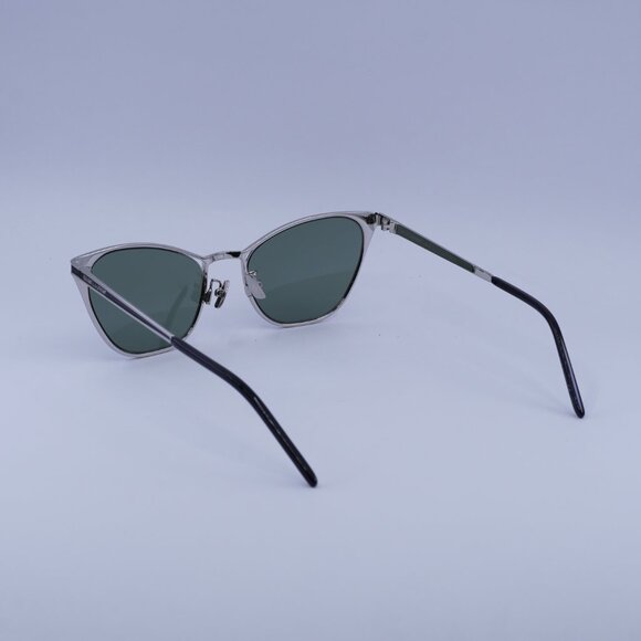 Saint Laurent SL409 003 Sunglasses Silver/Black Cat Eye Frame, Green Lenses - Picture 4 of 9